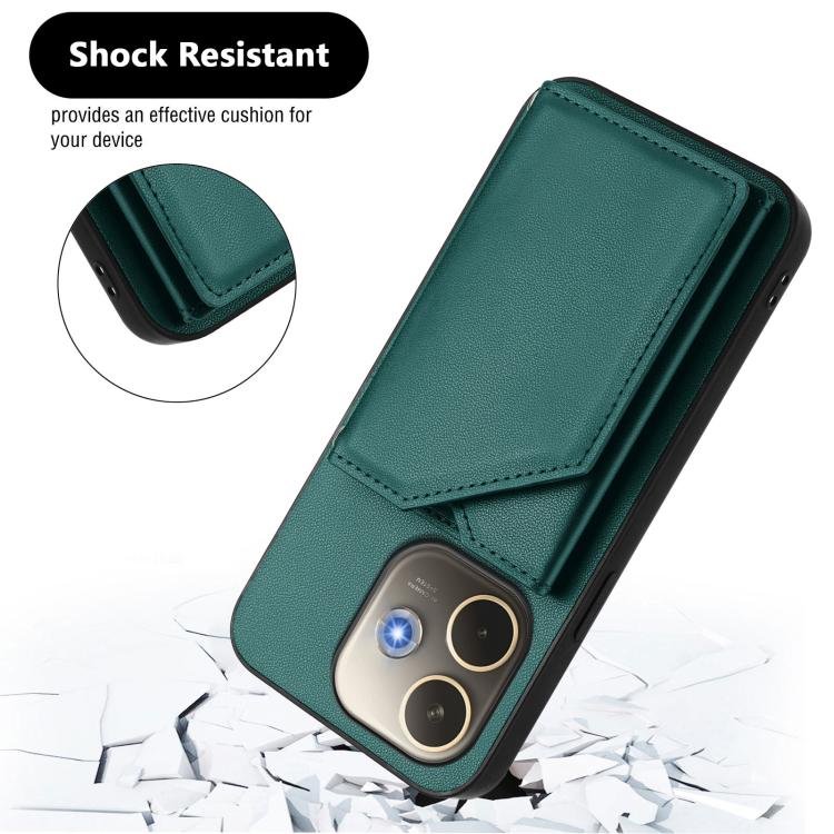 For OPPO A5 Energy / A5 Pro 5G Global Skin Feel Four Card Slots Phone Case with Wrist Strap