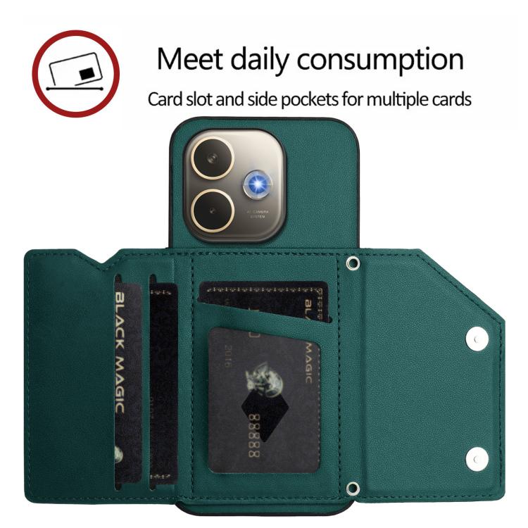 For OPPO A5 Energy / A5 Pro 5G Global Skin Feel Four Card Slots Phone Case with Wrist Strap