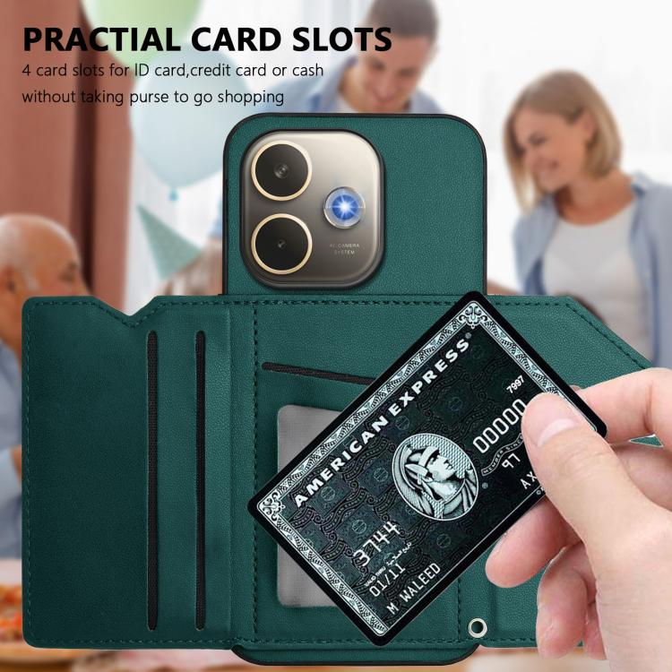 For OPPO A5 Energy / A5 Pro 5G Global Skin Feel Four Card Slots Phone Case with Wrist Strap