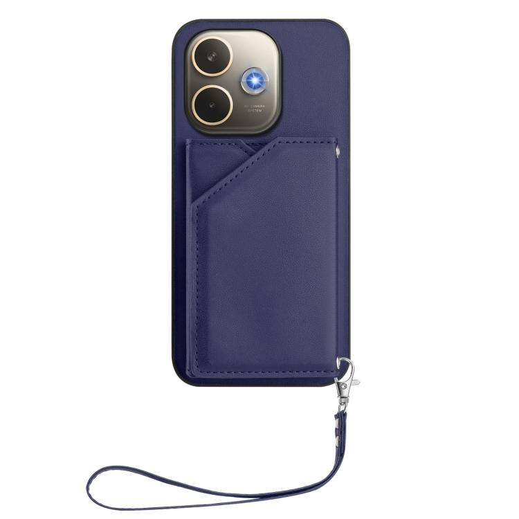 For OPPO A5 Energy / A5 Pro 5G Global Skin Feel Four Card Slots Phone Case with Wrist Strap