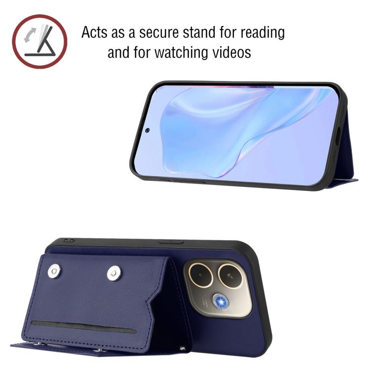 For OPPO A5 Energy / A5 Pro 5G Global Skin Feel Four Card Slots Phone Case with Wrist Strap