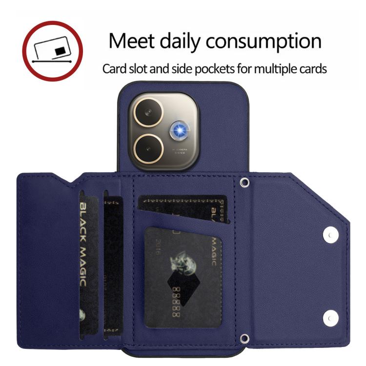 For OPPO A5 Energy / A5 Pro 5G Global Skin Feel Four Card Slots Phone Case with Wrist Strap