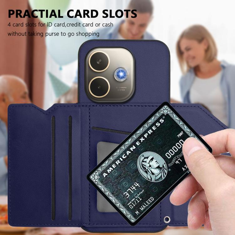 For OPPO A5 Energy / A5 Pro 5G Global Skin Feel Four Card Slots Phone Case with Wrist Strap