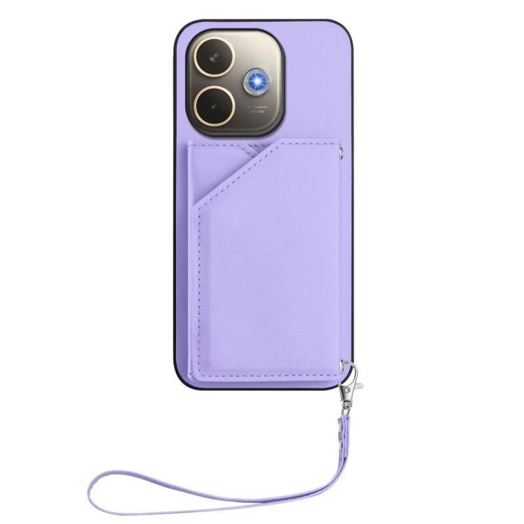 For OPPO A5 Energy / A5 Pro 5G Global Skin Feel Four Card Slots Phone Case with Wrist Strap
