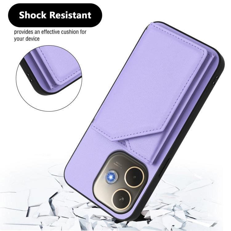 For OPPO A5 Energy / A5 Pro 5G Global Skin Feel Four Card Slots Phone Case with Wrist Strap