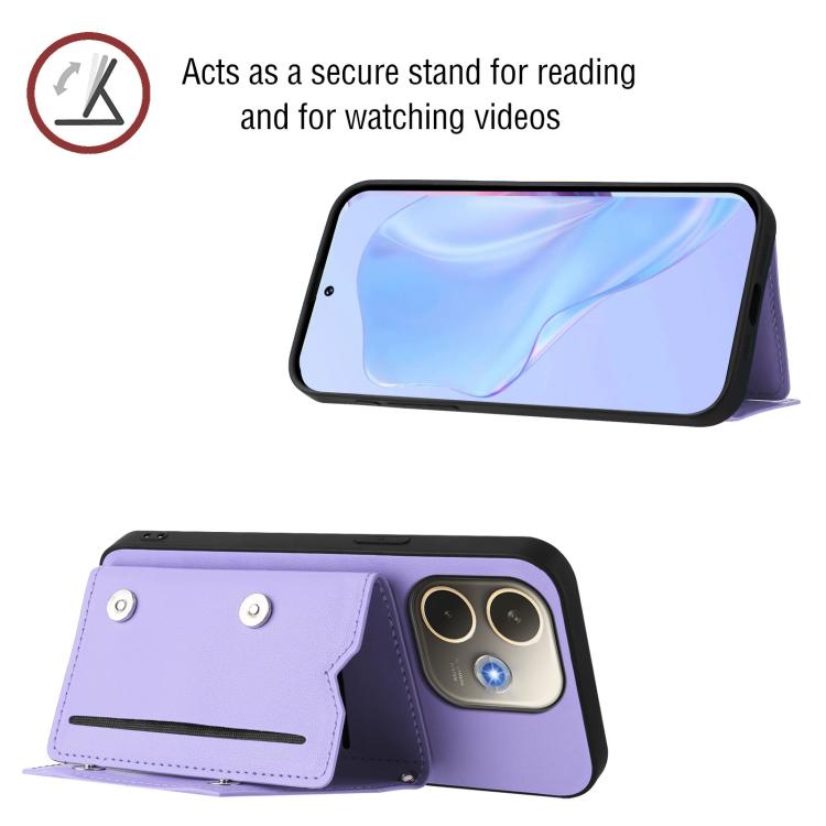 For OPPO A5 Energy / A5 Pro 5G Global Skin Feel Four Card Slots Phone Case with Wrist Strap
