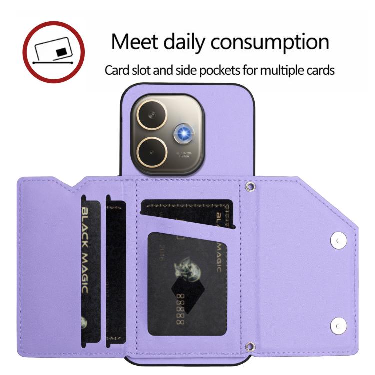 For OPPO A5 Energy / A5 Pro 5G Global Skin Feel Four Card Slots Phone Case with Wrist Strap