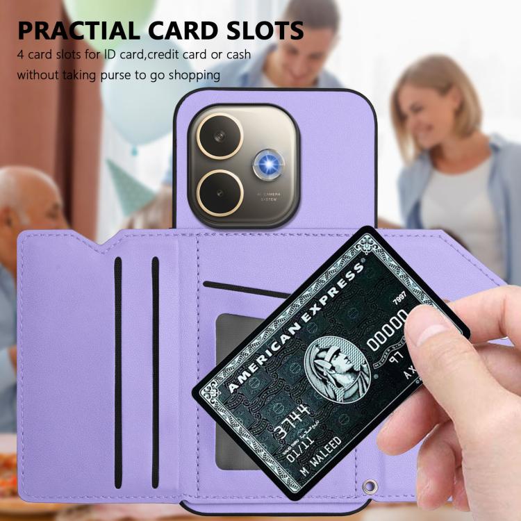 For OPPO A5 Energy / A5 Pro 5G Global Skin Feel Four Card Slots Phone Case with Wrist Strap