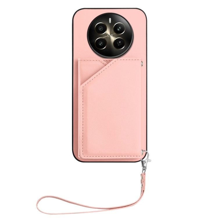 For Realme 12+ 5G / P1 5G Skin Feel Four Card Slots Phone Case with Wrist Strap
