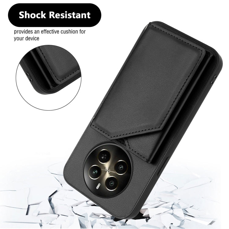 For Realme 12+ 5G / P1 5G Skin Feel Four Card Slots Phone Case with Wrist Strap
