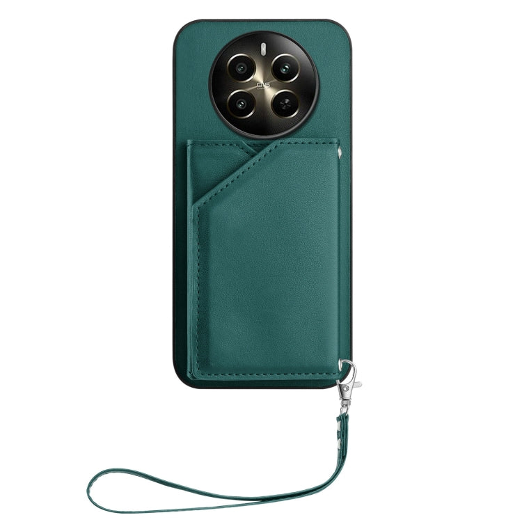 For Realme 12+ 5G / P1 5G Skin Feel Four Card Slots Phone Case with Wrist Strap