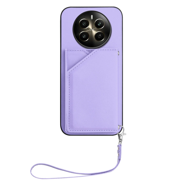 For Realme 12+ 5G / P1 5G Skin Feel Four Card Slots Phone Case with Wrist Strap