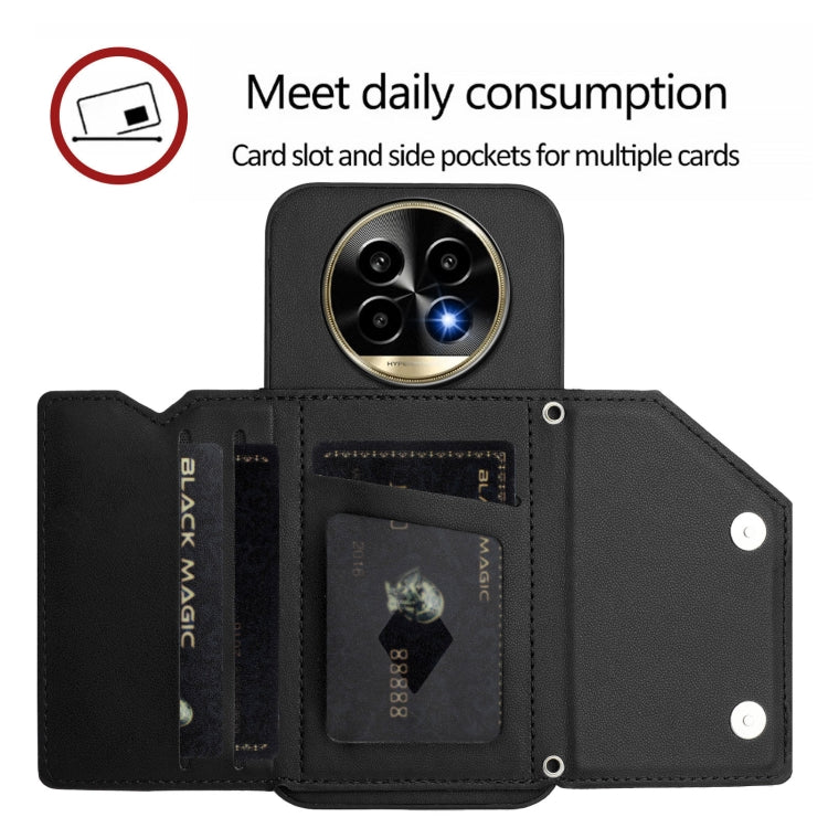 For Realme 13 Pro / 13 Pro+ 5G Skin Feel Four Card Slots Phone Case with Wrist Strap