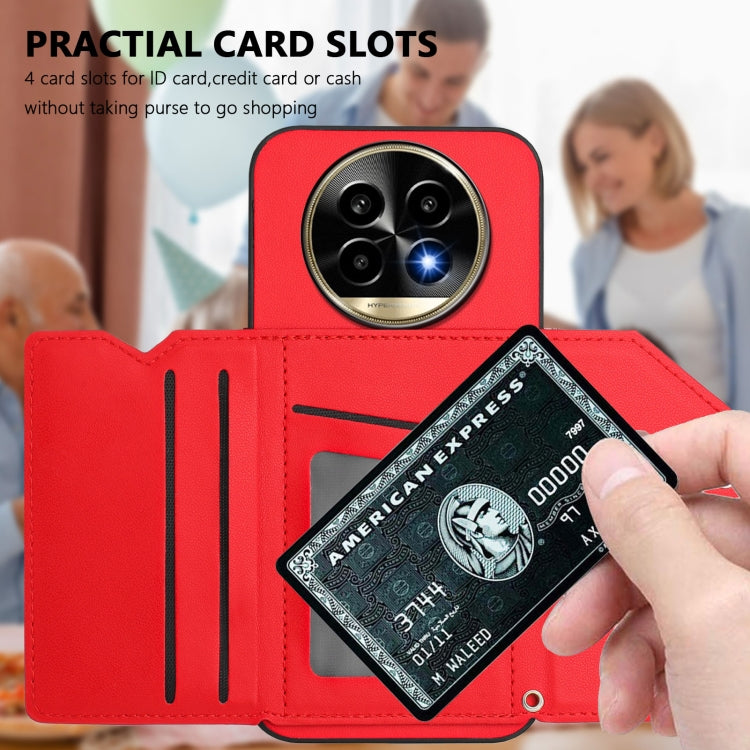 For Realme 13 Pro / 13 Pro+ 5G Skin Feel Four Card Slots Phone Case with Wrist Strap