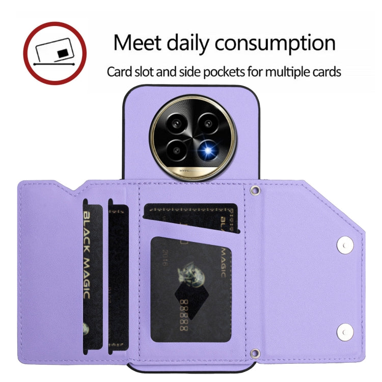 For Realme 13 Pro / 13 Pro+ 5G Skin Feel Four Card Slots Phone Case with Wrist Strap