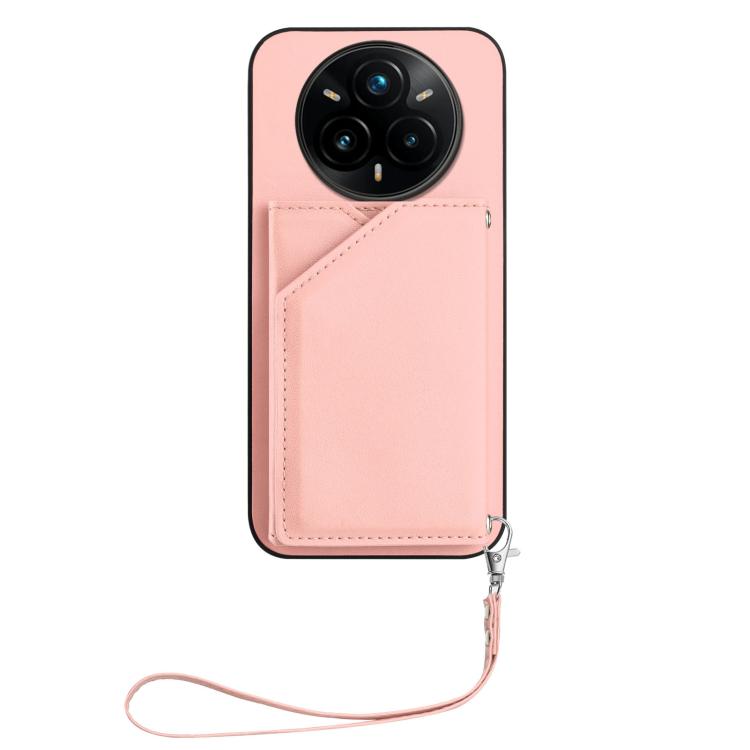 For Realme 14 Pro+ Skin Feel Four Card Slots Phone Case with Wrist Strap