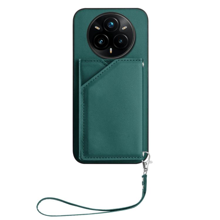 For Realme 14 Pro+ Skin Feel Four Card Slots Phone Case with Wrist Strap