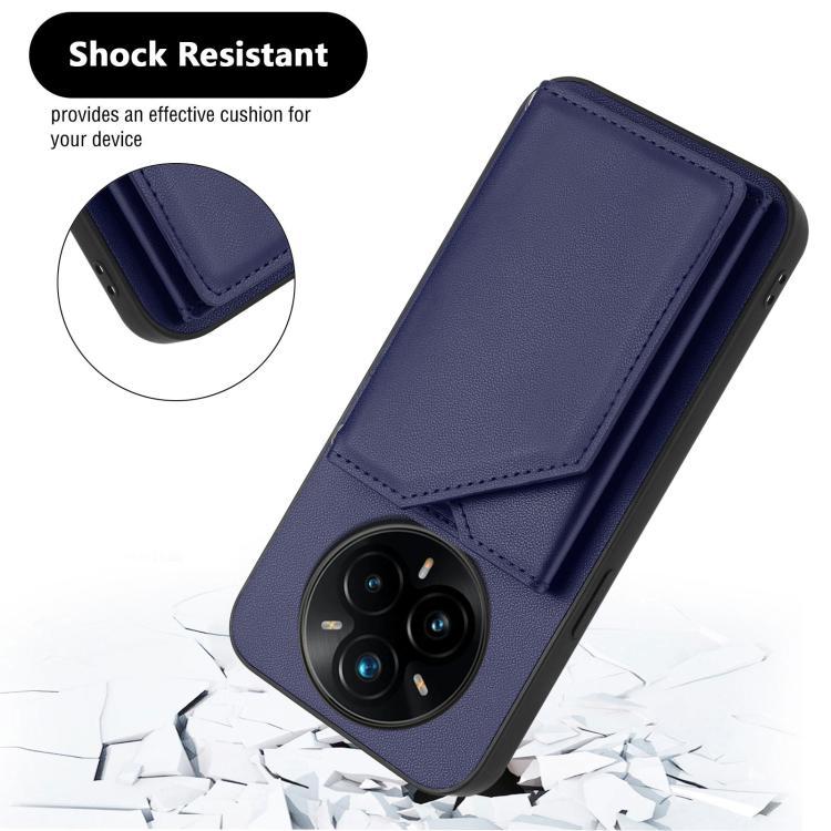 For Realme 14 Pro+ Skin Feel Four Card Slots Phone Case with Wrist Strap