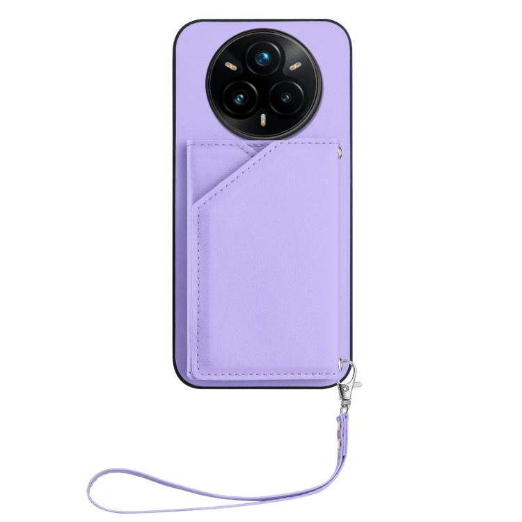 For Realme 14 Pro+ Skin Feel Four Card Slots Phone Case with Wrist Strap