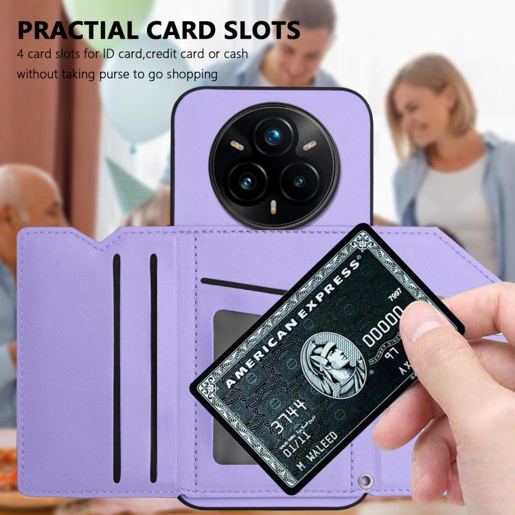 For Realme 14 Pro+ Skin Feel Four Card Slots Phone Case with Wrist Strap