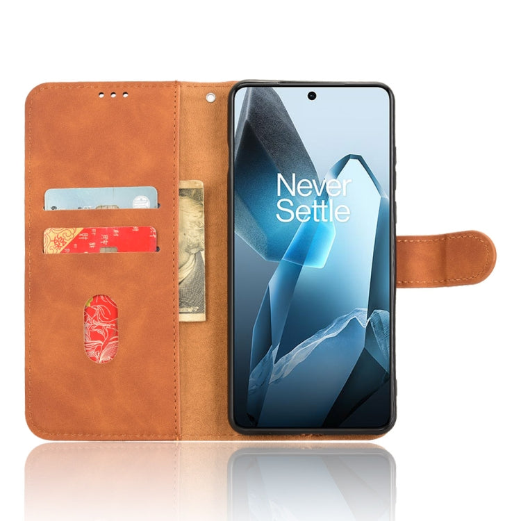 For OnePlus 13 Skin Feel Magnetic Flip Leather Phone Case