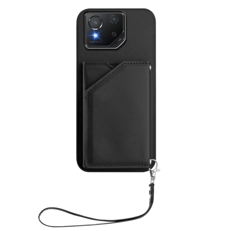For Asus ROG Phone 8 Pro Skin Feel Four Card Slots Phone Case with Wrist Strap