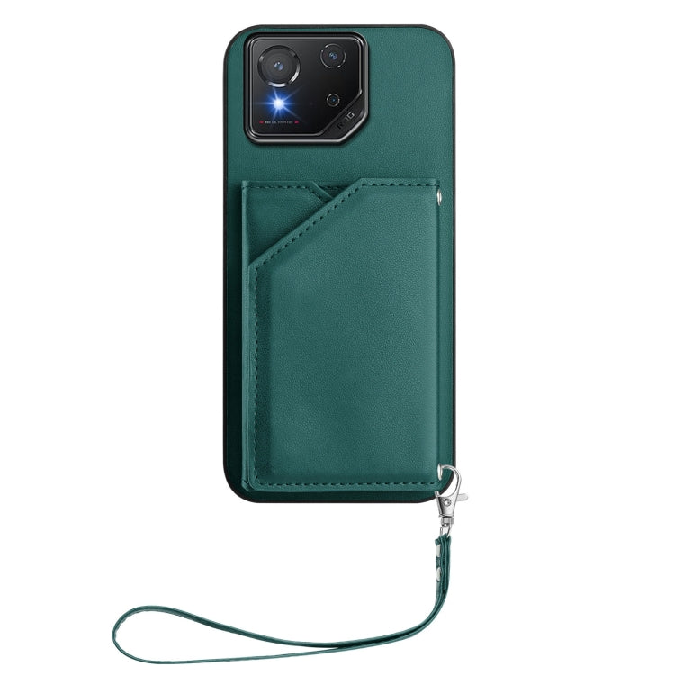 For Asus ROG Phone 8 Pro Skin Feel Four Card Slots Phone Case with Wrist Strap
