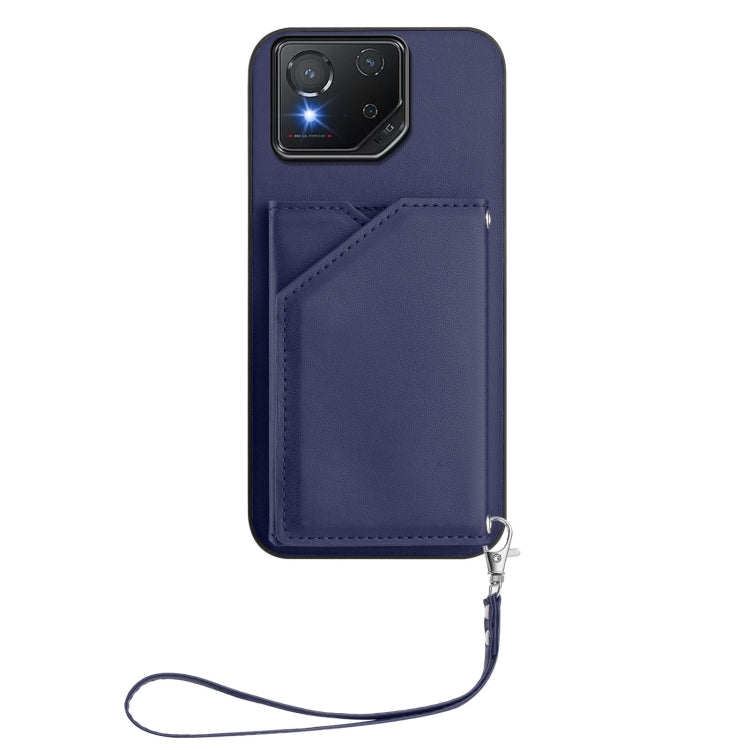 For Asus ROG Phone 8 Pro Skin Feel Four Card Slots Phone Case with Wrist Strap
