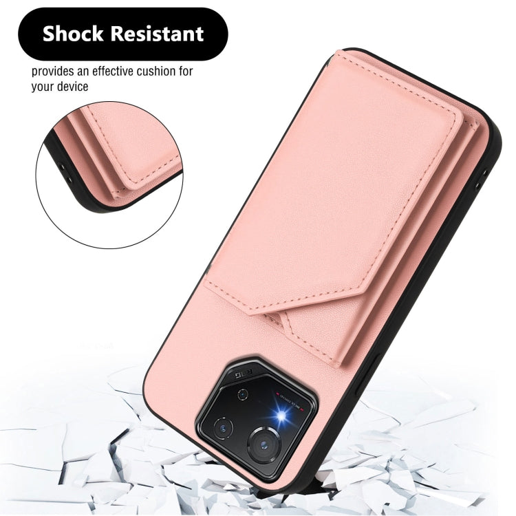 For Asus ROG Phone 8 Skin Feel Four Card Slots Phone Case with Wrist Strap