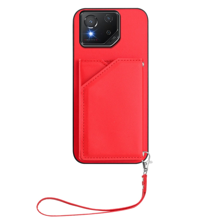 For Asus ROG Phone 8 Skin Feel Four Card Slots Phone Case with Wrist Strap