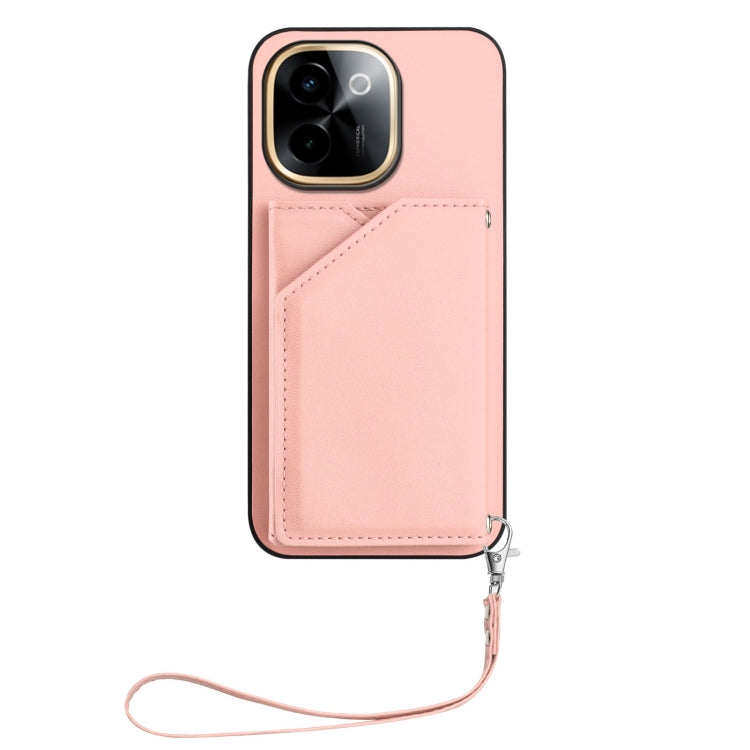 For vivo Y200 Skin Feel Four Card Slots Phone Case with Wrist Strap