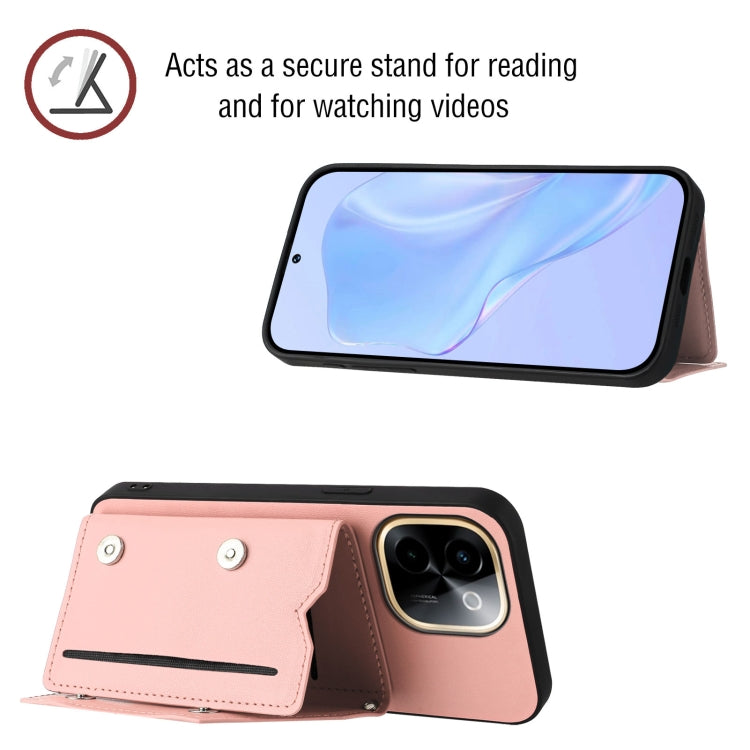 For vivo Y200 Skin Feel Four Card Slots Phone Case with Wrist Strap