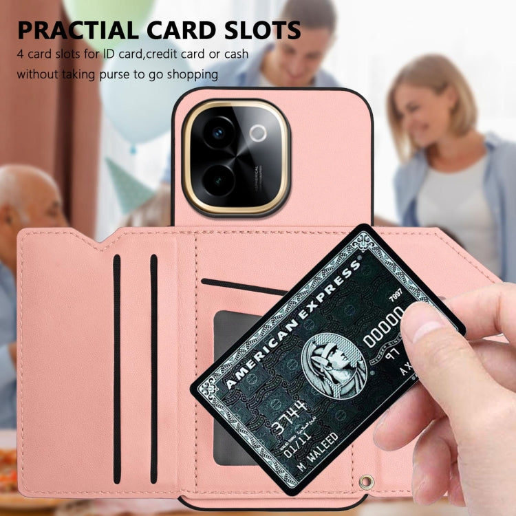 For vivo Y200 Skin Feel Four Card Slots Phone Case with Wrist Strap
