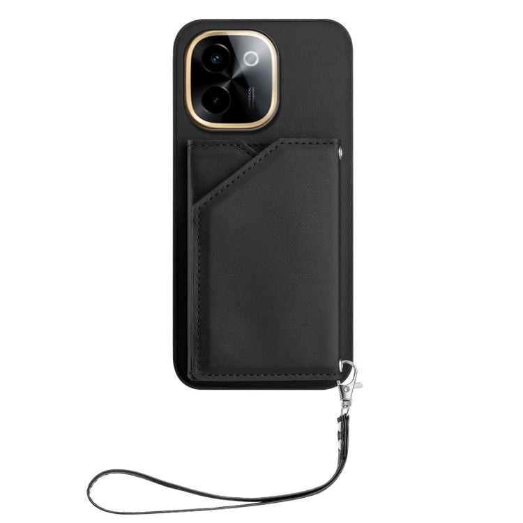 For vivo Y200 Skin Feel Four Card Slots Phone Case with Wrist Strap