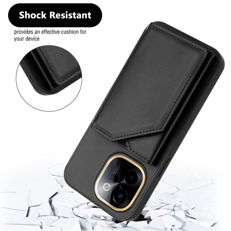 For vivo Y200 Skin Feel Four Card Slots Phone Case with Wrist Strap