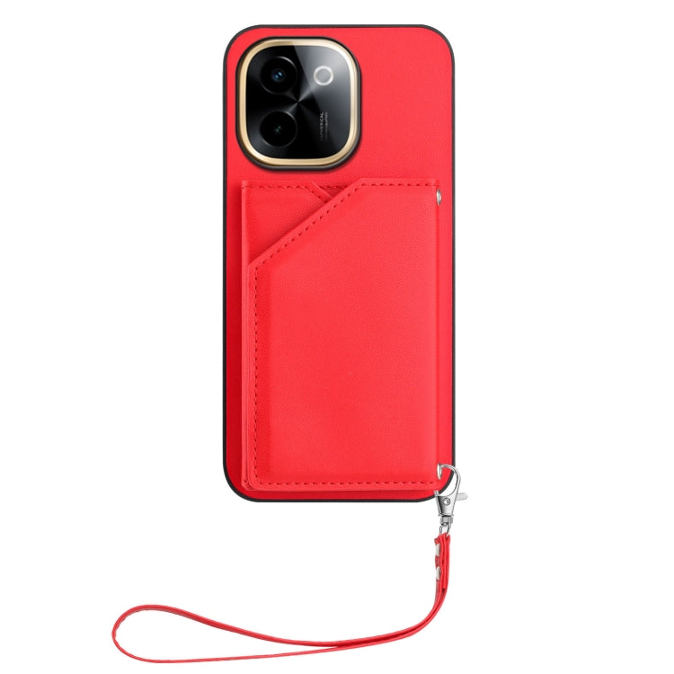 For vivo Y200 Skin Feel Four Card Slots Phone Case with Wrist Strap