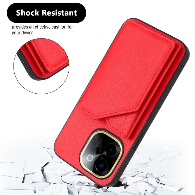 For vivo Y200 Skin Feel Four Card Slots Phone Case with Wrist Strap