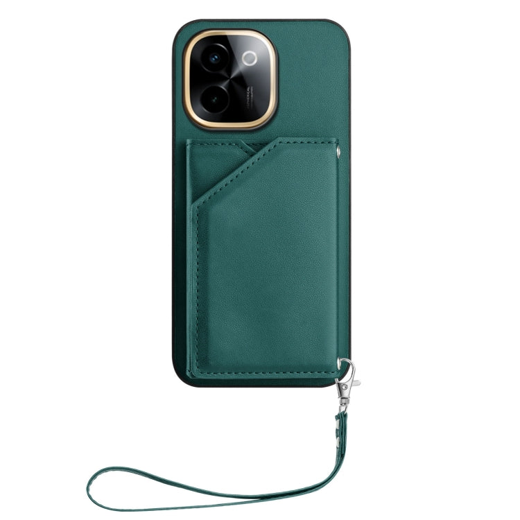 For vivo Y200 Skin Feel Four Card Slots Phone Case with Wrist Strap