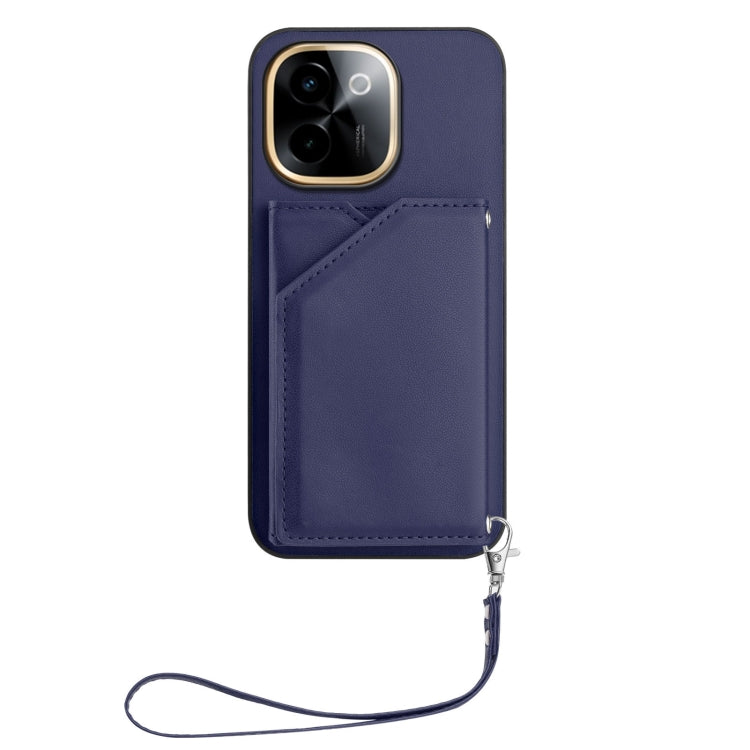 For vivo Y200 Skin Feel Four Card Slots Phone Case with Wrist Strap