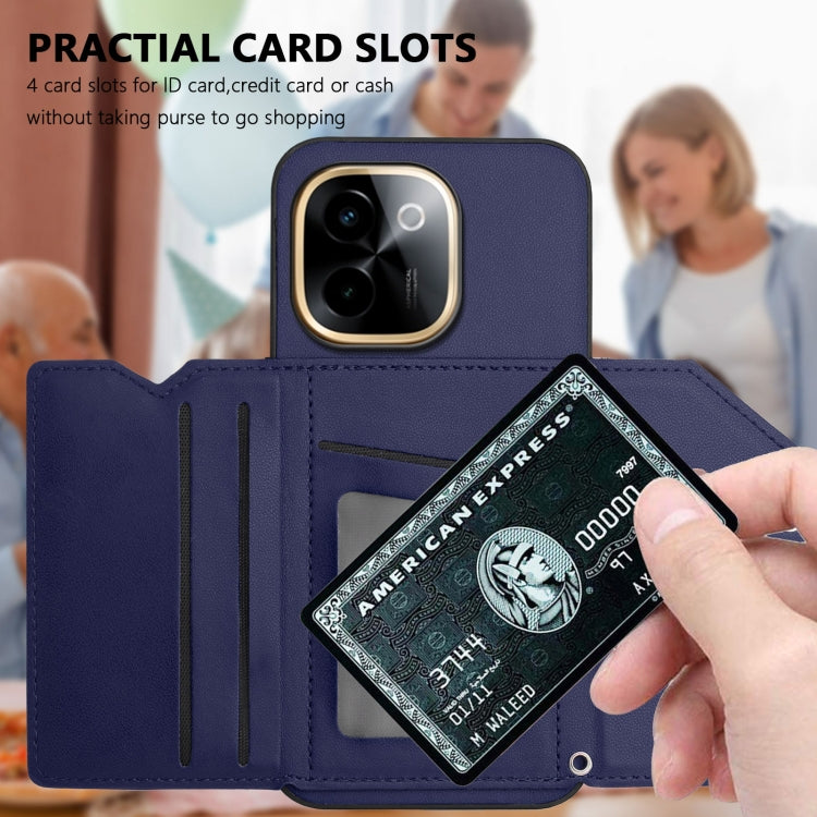 For vivo Y200 Skin Feel Four Card Slots Phone Case with Wrist Strap