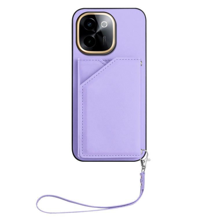 For vivo Y200 Skin Feel Four Card Slots Phone Case with Wrist Strap