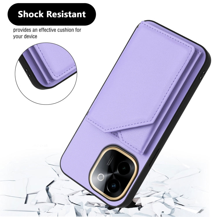 For vivo Y200 Skin Feel Four Card Slots Phone Case with Wrist Strap