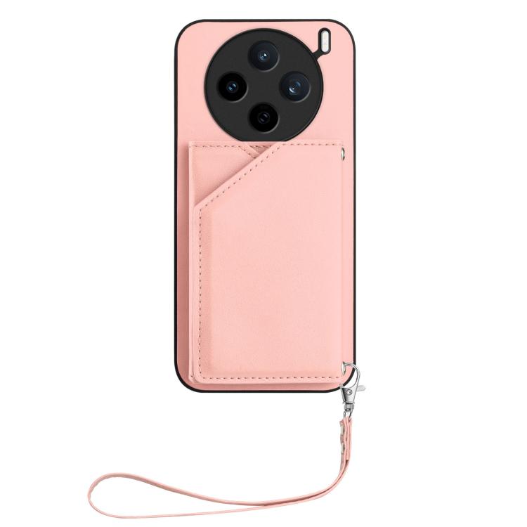 For vivo X200s Skin Feel Four Card Slots Phone Case with Wrist Strap