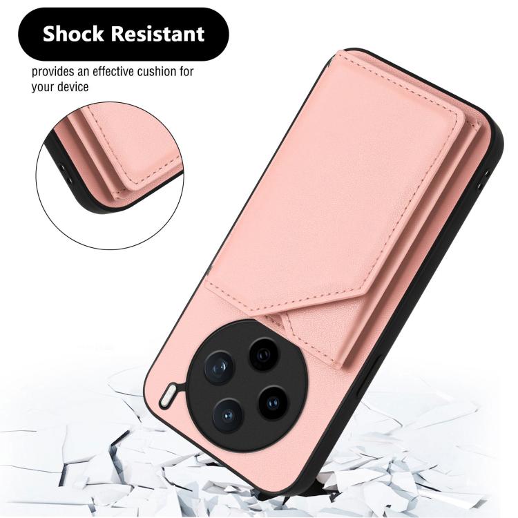 For vivo X200s Skin Feel Four Card Slots Phone Case with Wrist Strap