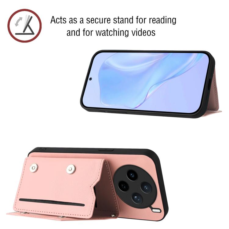 For vivo X200s Skin Feel Four Card Slots Phone Case with Wrist Strap