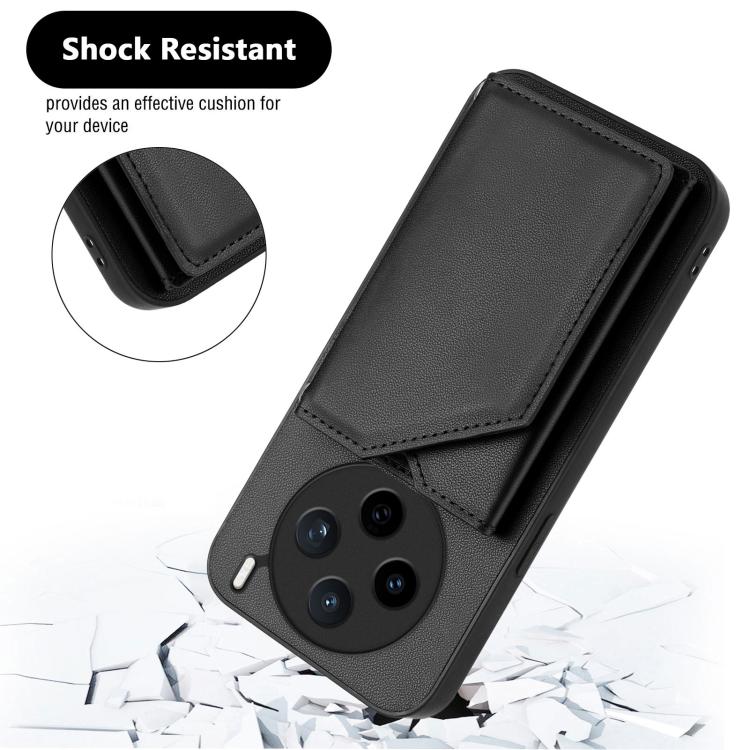 For vivo X200s Skin Feel Four Card Slots Phone Case with Wrist Strap