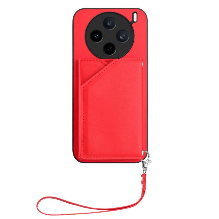 For vivo X200s Skin Feel Four Card Slots Phone Case with Wrist Strap