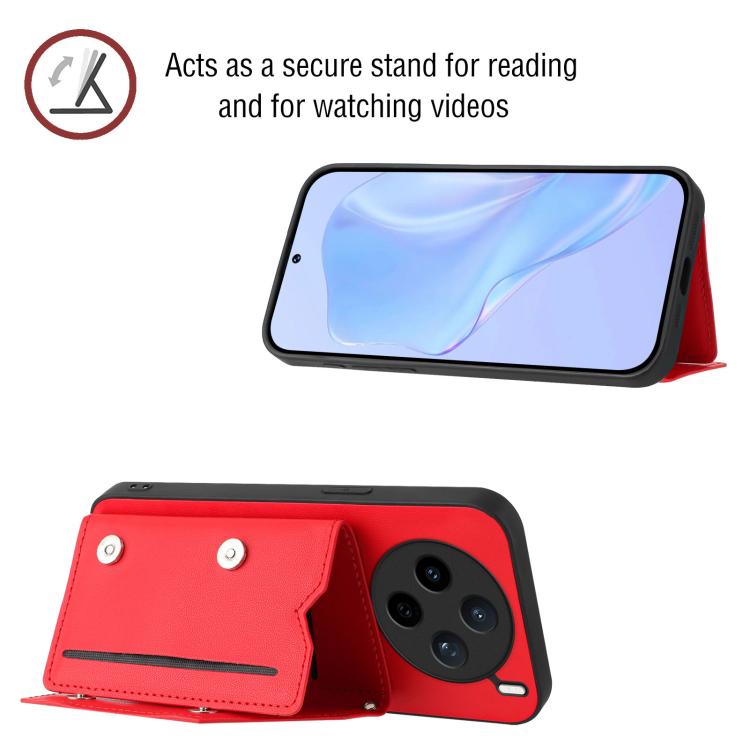 For vivo X200s Skin Feel Four Card Slots Phone Case with Wrist Strap
