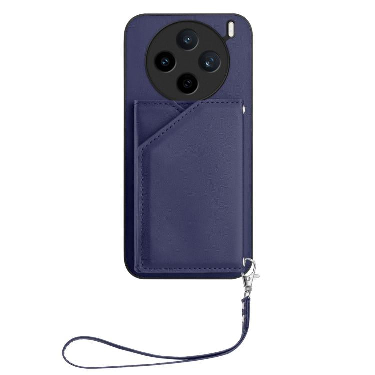 For vivo X200s Skin Feel Four Card Slots Phone Case with Wrist Strap