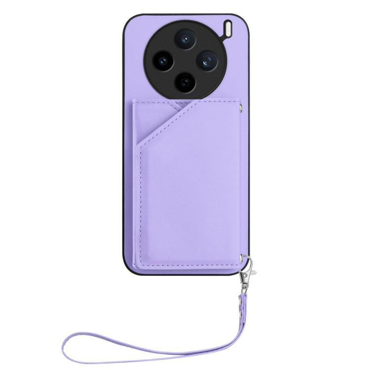For vivo X200s Skin Feel Four Card Slots Phone Case with Wrist Strap